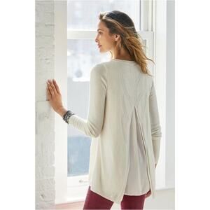 SOFT SURROUNDINGS Sz L Sirena Sweater Tunic Wool Alpaca Blend Godet Back Ivory